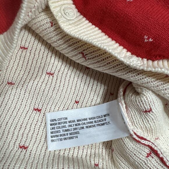 Cat & Jack Baby Red Holiday One Piece Long Sleeve Knit Bodysuit Infant Girl 18 M - Picture 6 of 6